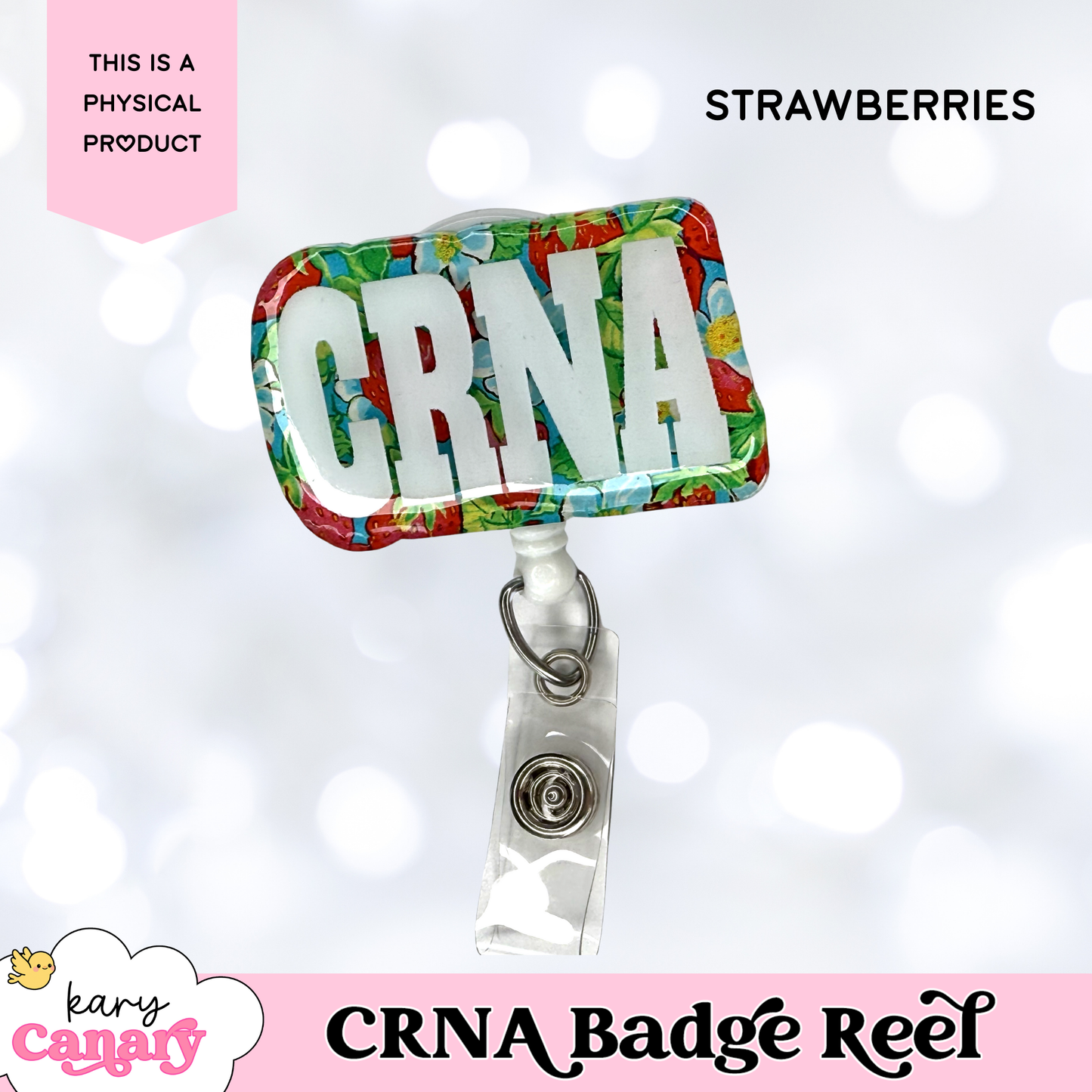 CRNA Badge Reel – Colorful Floral Resin Badge Holder for Nurse Anesthetists