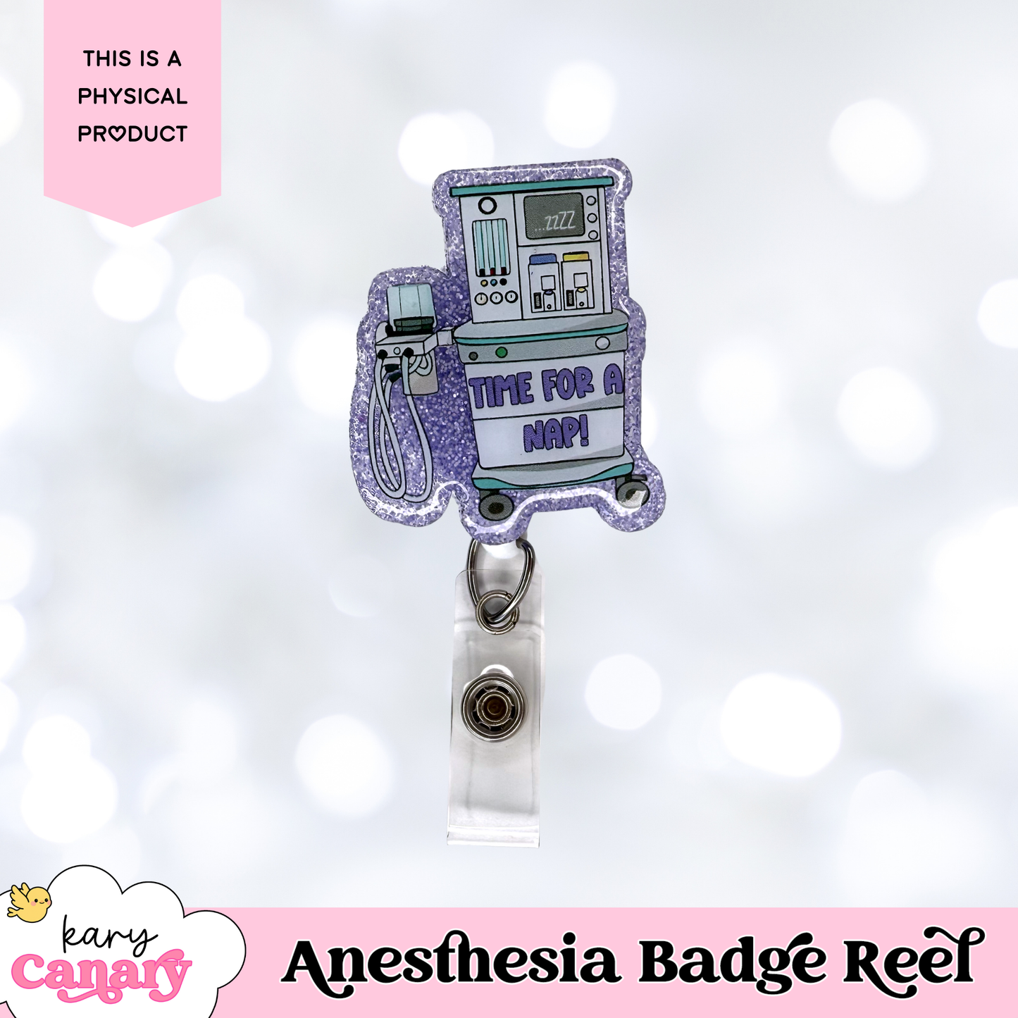 “Time for a Nap!” Anesthesia Badge Reel – Funny CRNA Resin Badge Holder