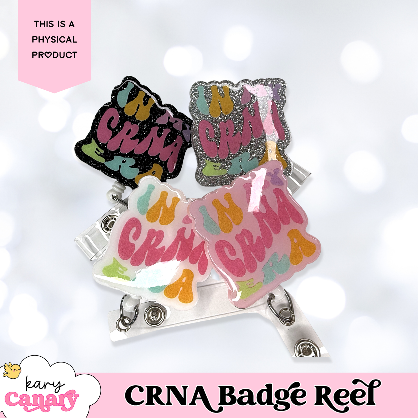 “In My CRNA Era” Badge Reel – Groovy Resin Badge Holder for Nurse Anesthetists