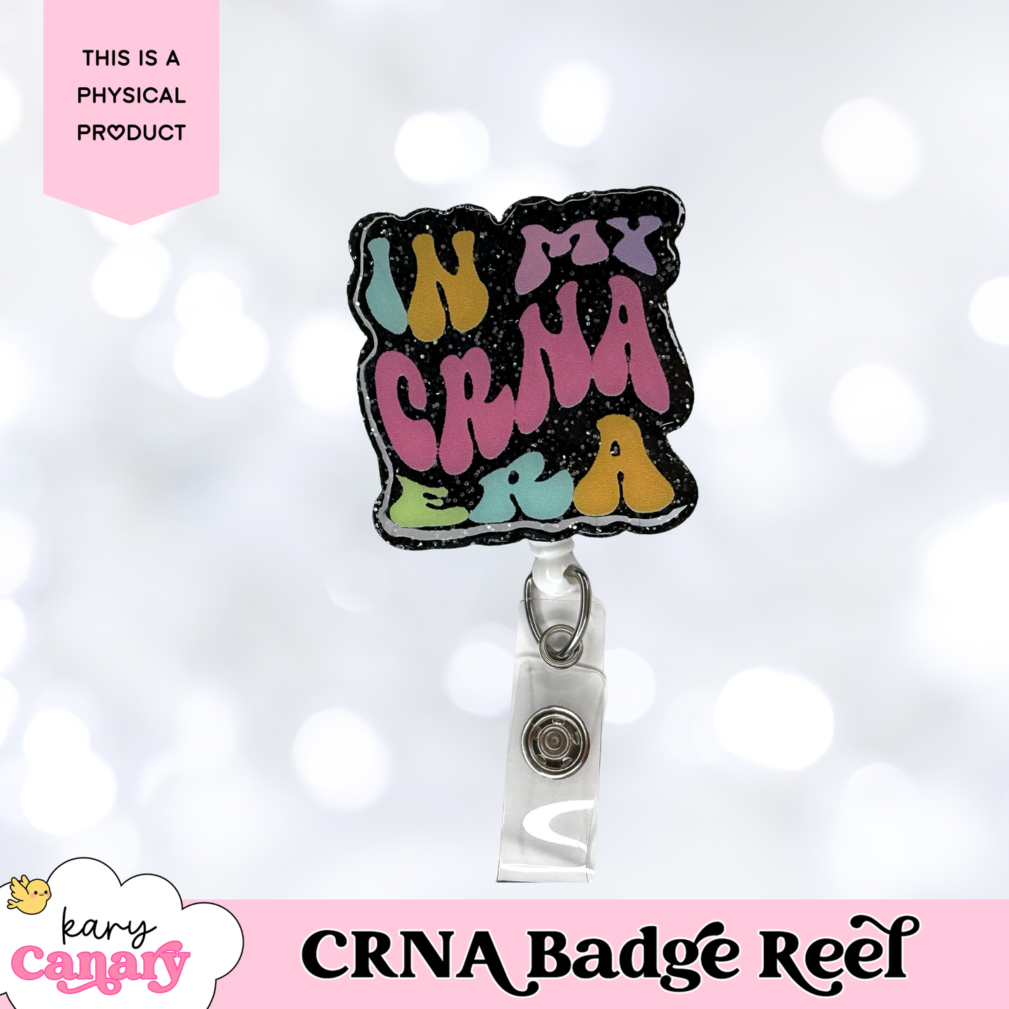 “In My CRNA Era” Badge Reel – Groovy Resin Badge Holder for Nurse Anesthetists