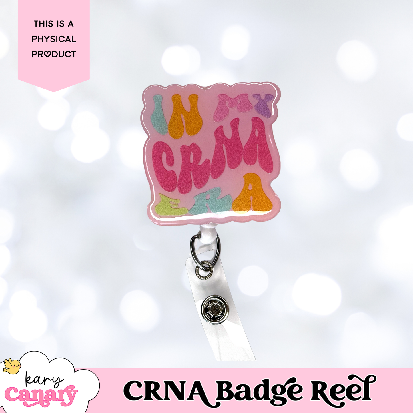 “In My CRNA Era” Badge Reel – Groovy Resin Badge Holder for Nurse Anesthetists