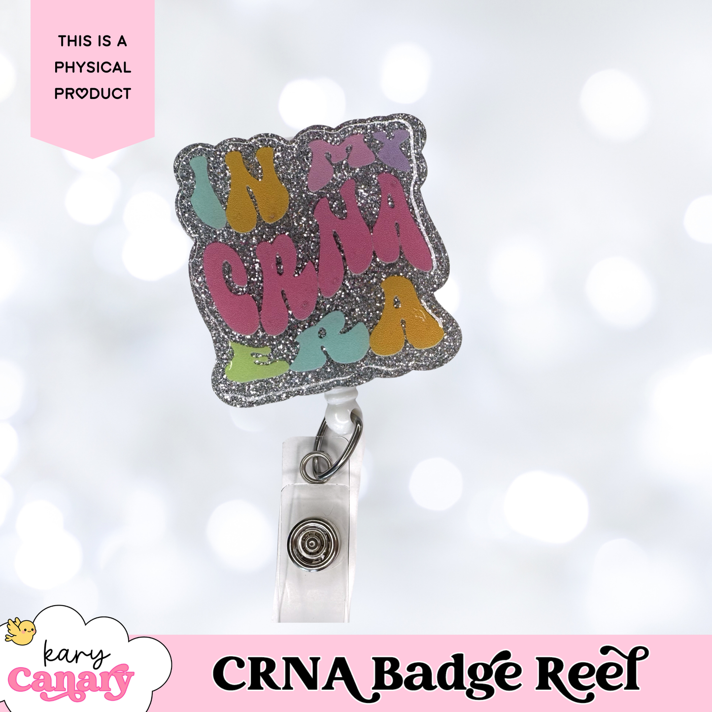 “In My CRNA Era” Badge Reel – Groovy Resin Badge Holder for Nurse Anesthetists