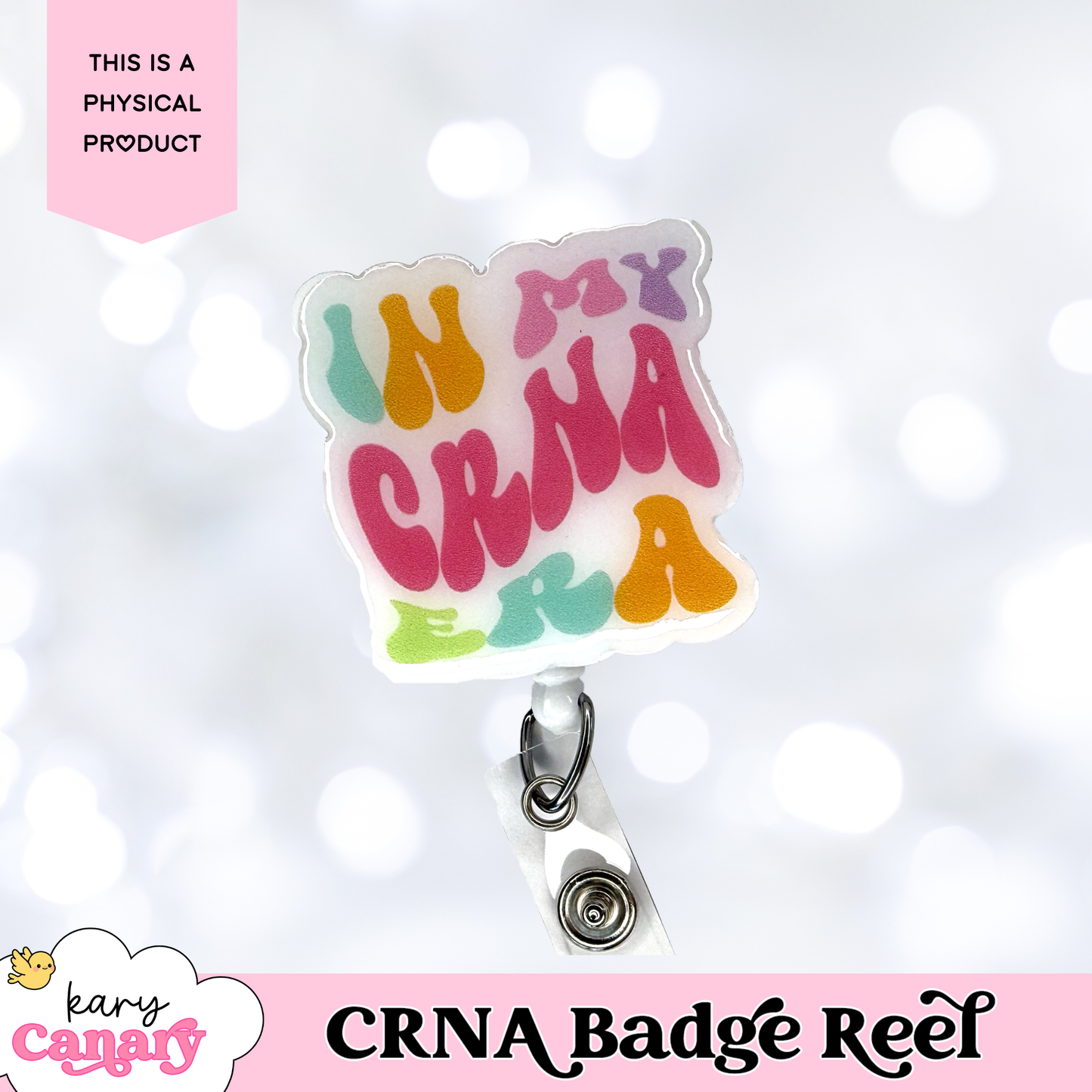 “In My CRNA Era” Badge Reel – Groovy Resin Badge Holder for Nurse Anesthetists