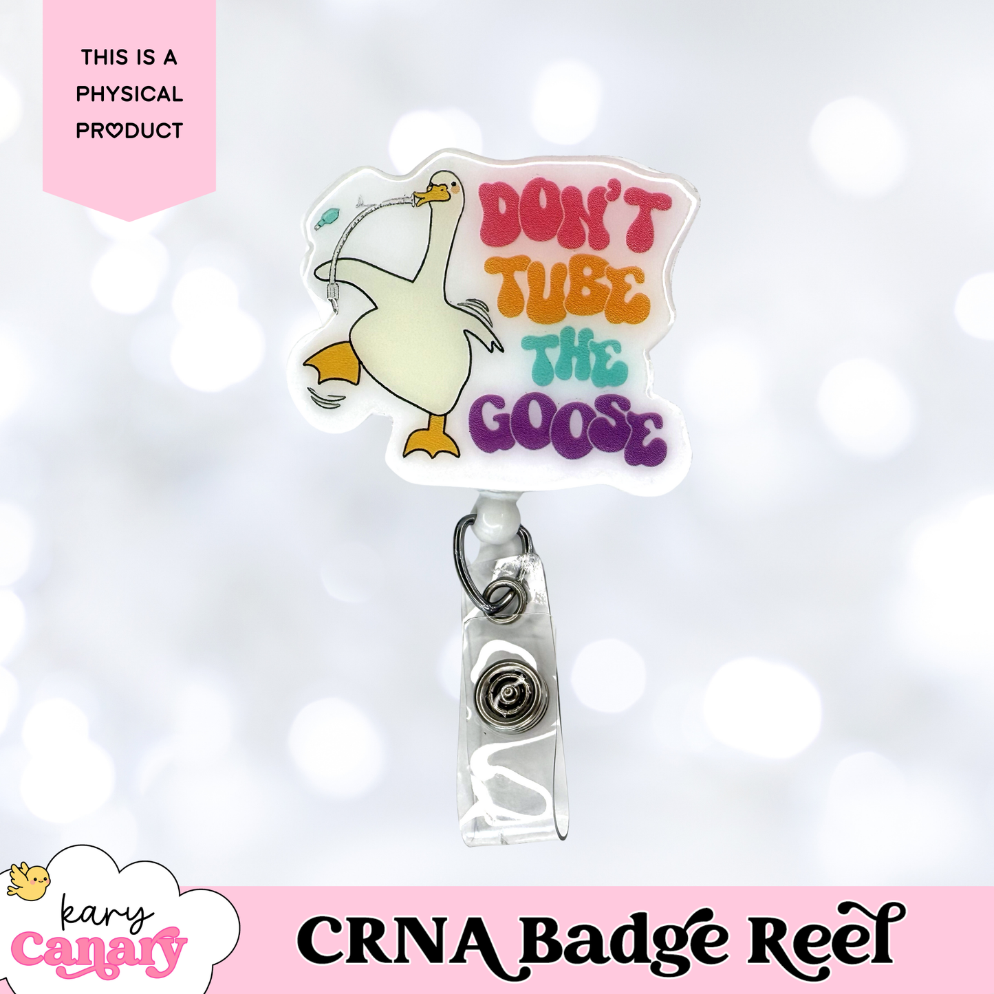 “Don’t Tube the Goose” CRNA Badge Reel – Funny Retro Badge Holder for Nurse Anesthetists