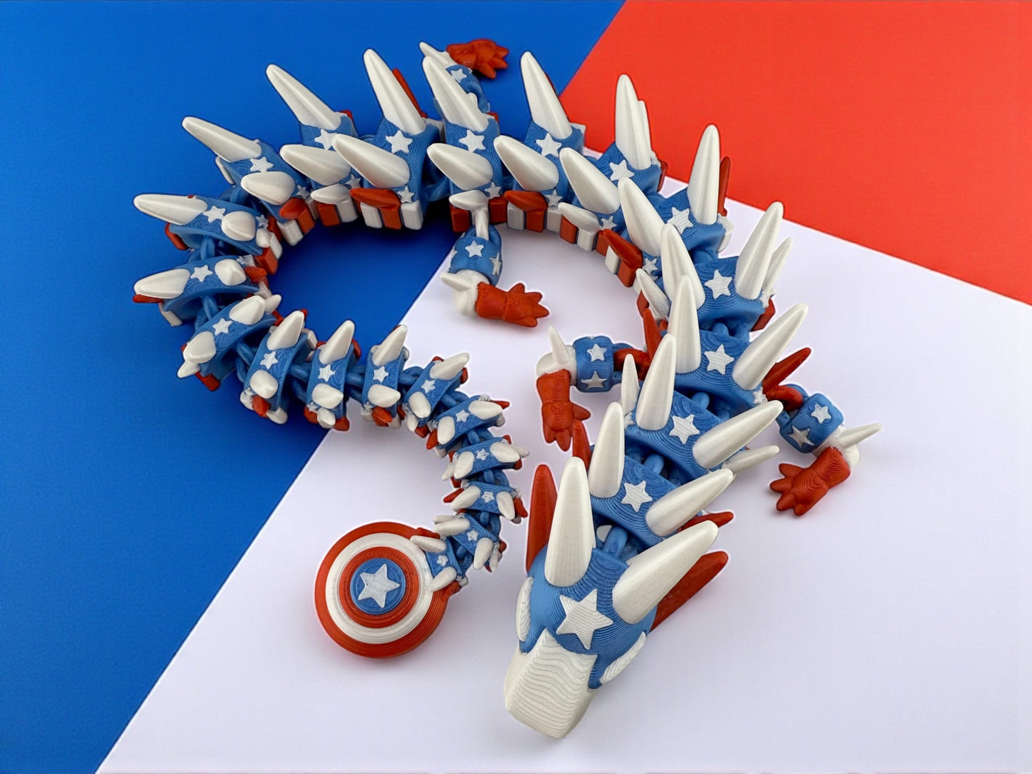 Captain America Inspired Articulated Dragon β 3D Printed Flexi Fidget Toy
