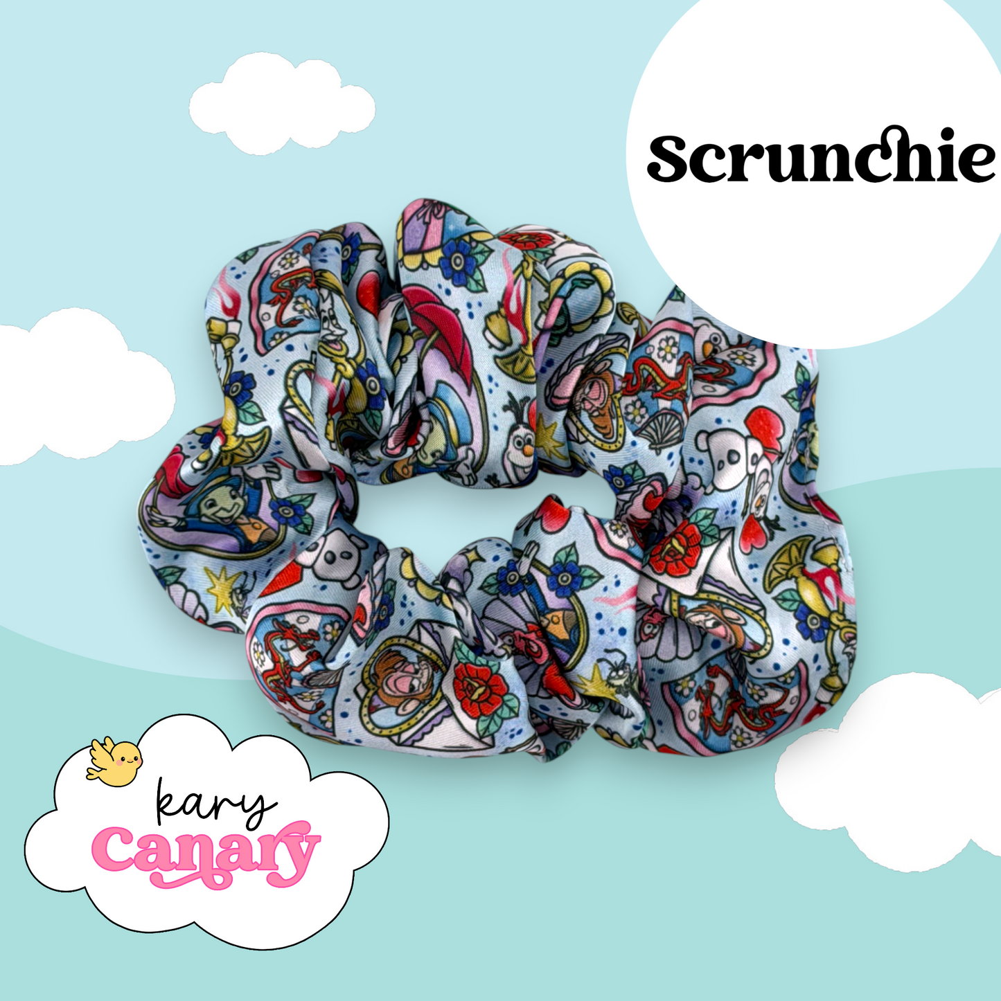 Tattoo Princess Sidekicks Silky Scrunchie | Soft Scrunchie for Thick or Thin Hair