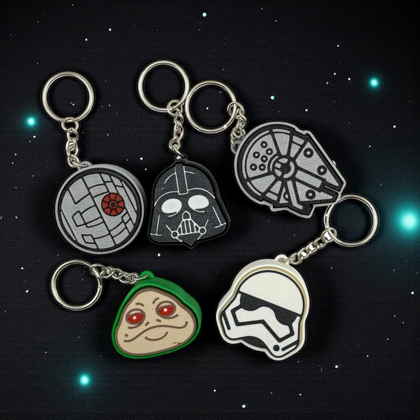 Galaxy Icons Clicker Keychains ā Space Warrior, Trooper & Starship Set | Kawaii Fidget Keychains