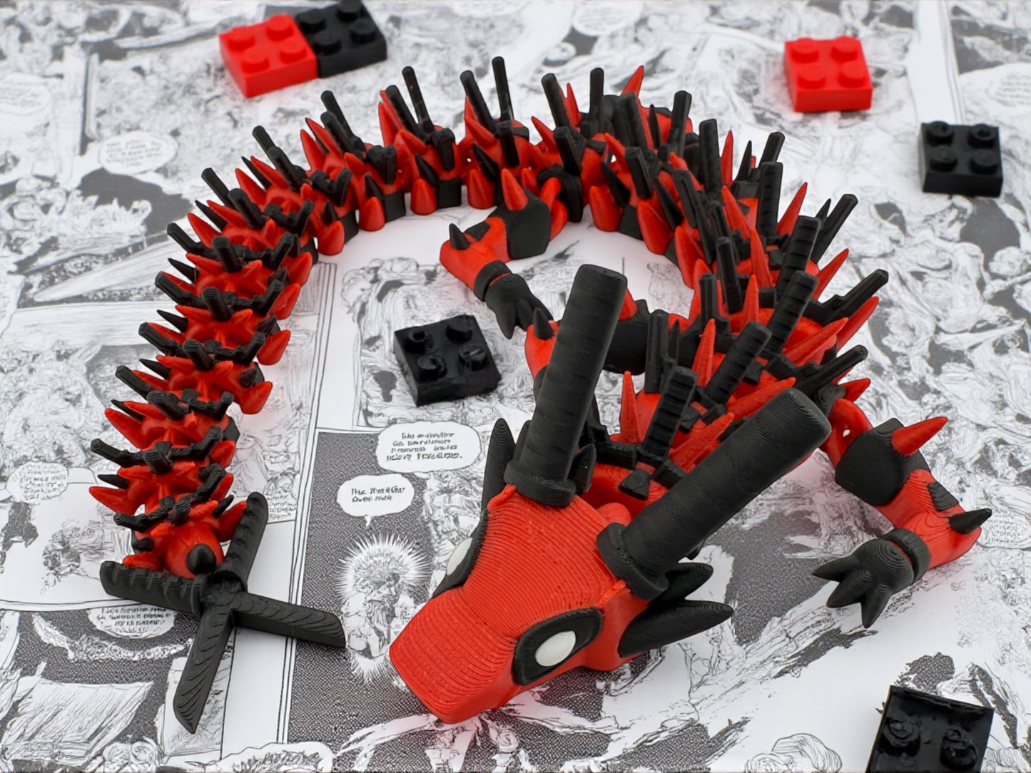 Deadpool Dragon – 3D Printed Flexible Collectible | Marvel Anti-Hero Inspired Figurine