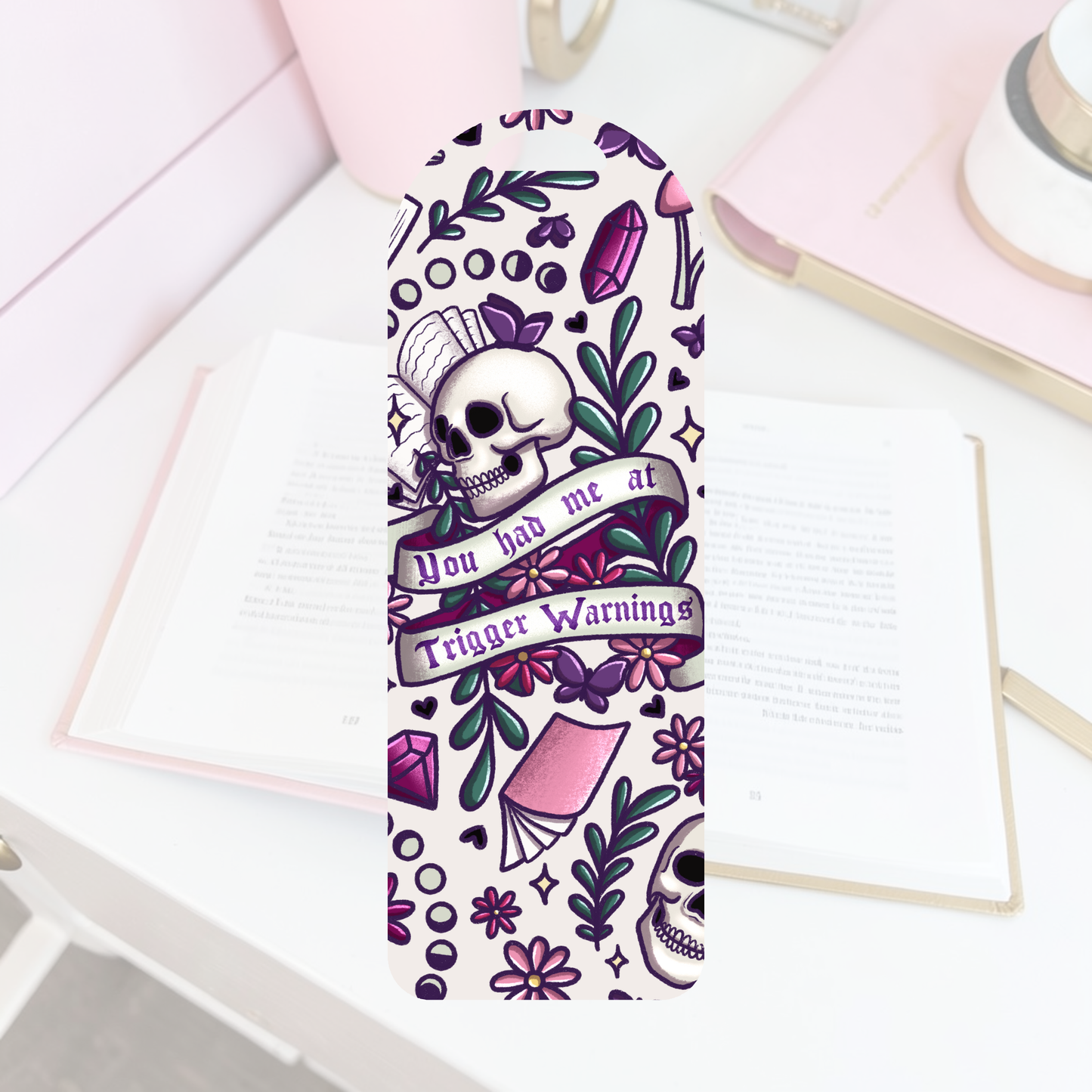 Trigger Warnings Bookmark | Dark Bookish Acrylic Bookmark