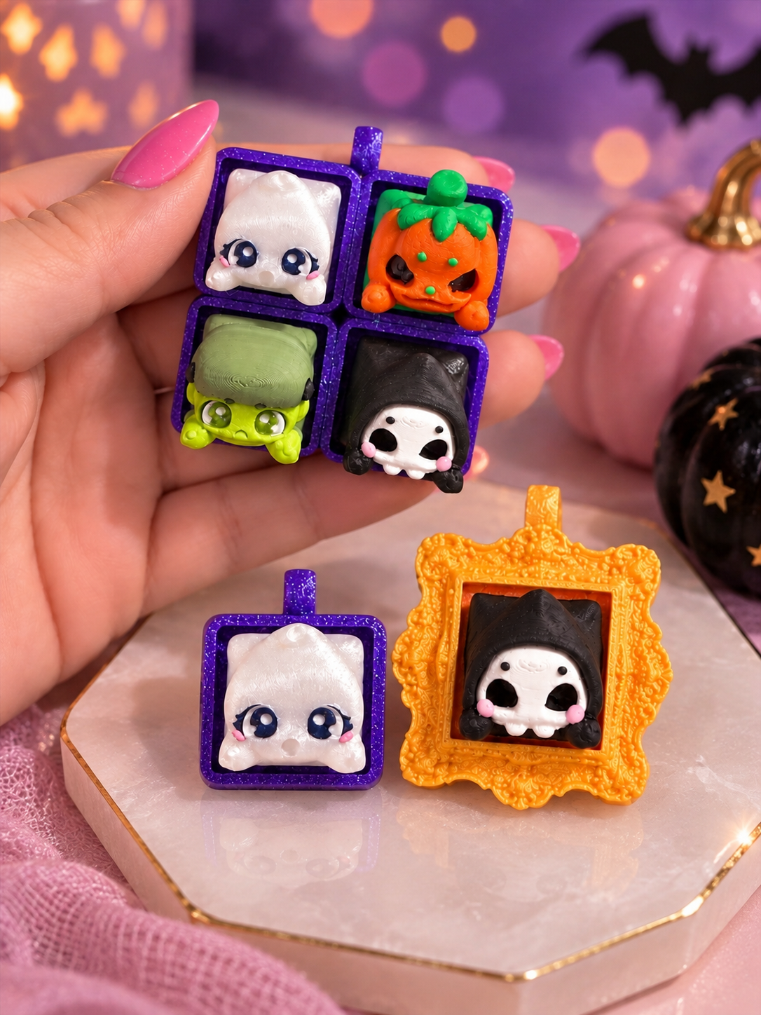 Halloween Artisan Keycaps | Cute Spooky Ghost, Pumpkin, Frankenstein & Skull Keycaps | 3D Printed Mechanical Keyboard Keycaps