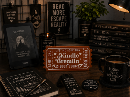 Kindle Gremlin Book Club Shelf Sitter | Bookish Reader Decor