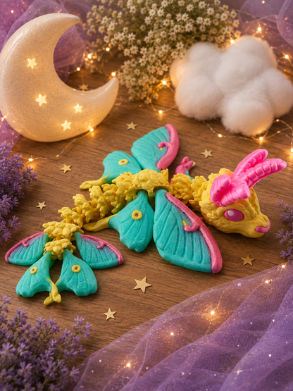 🌙🐉 Baby Luna Moth Dragon Flexi – 3D Printed Articulated Dragon