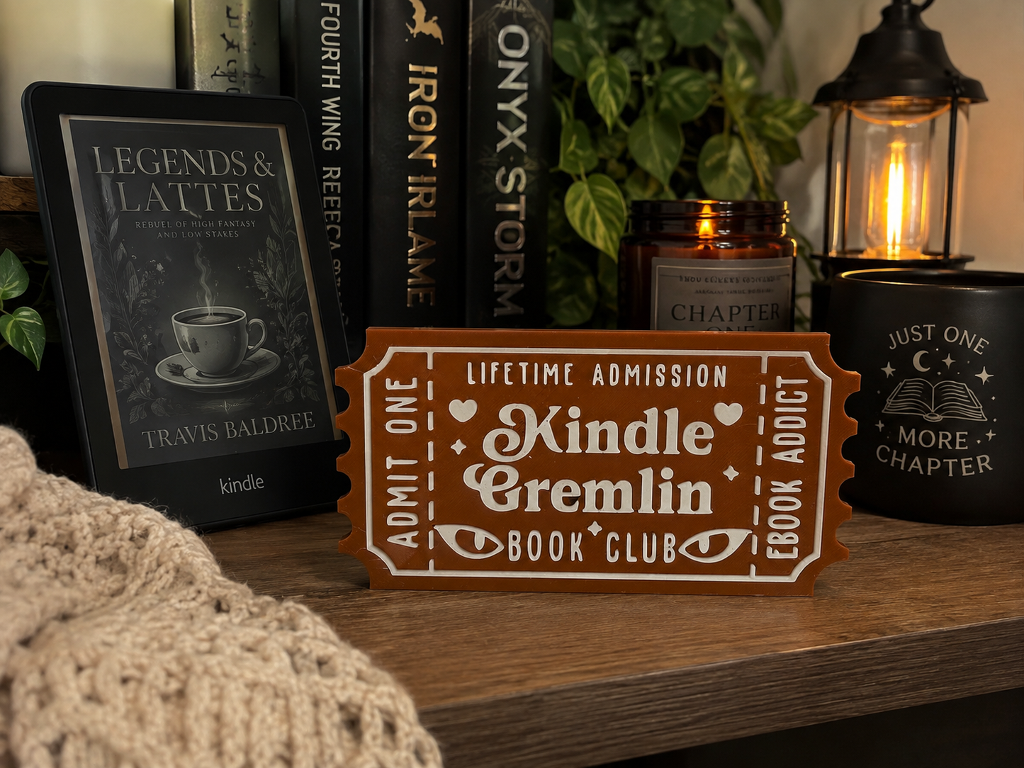 Kindle Gremlin Book Club Shelf Sitter | Bookish Reader Decor