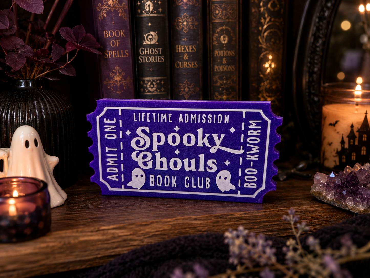 Spooky Ghouls Book Club Halloween Shelf Sitter | Bookish Decor