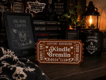 Kindle Gremlin Book Club Shelf Sitter | Bookish Reader Decor