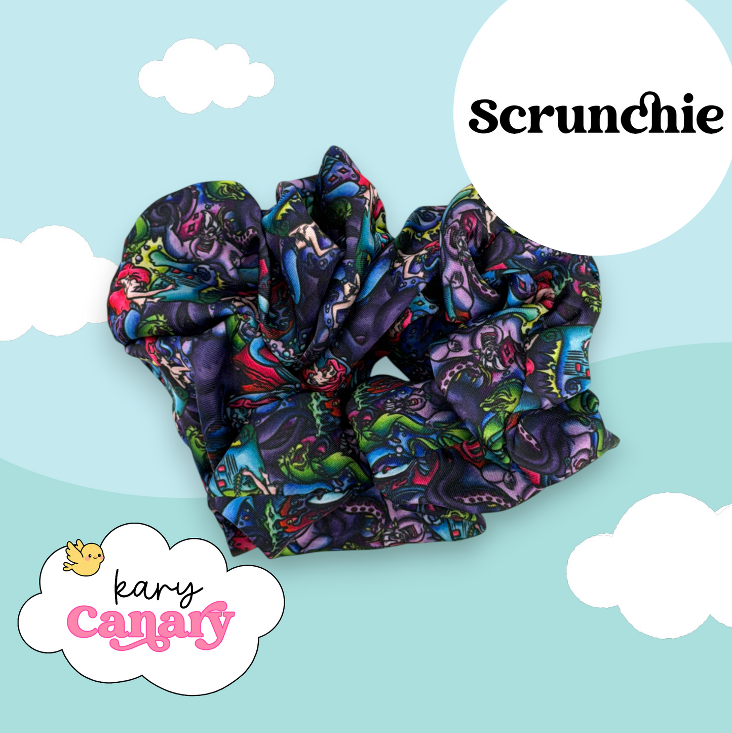 Ariel Princess Scrunchie (purple / multicolor) | Silky Disney-Inspired Hair Scrunchie