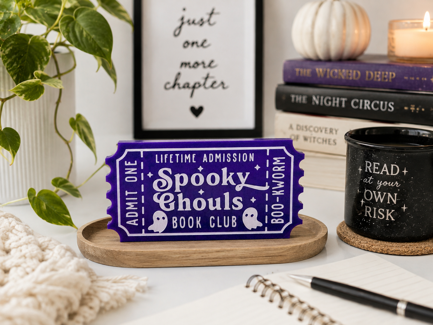Spooky Ghouls Book Club Halloween Shelf Sitter | Bookish Decor