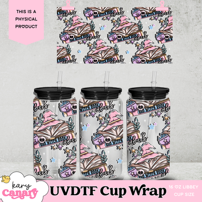 Bad Witch UV DTF Cup Wrap | 16 oz Libbey Glass Can | Witchy Pastel Book Design | Ready-to-Press Wrap