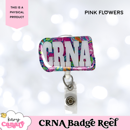 CRNA Badge Reel – Colorful Floral Resin Badge Holder for Nurse Anesthetists