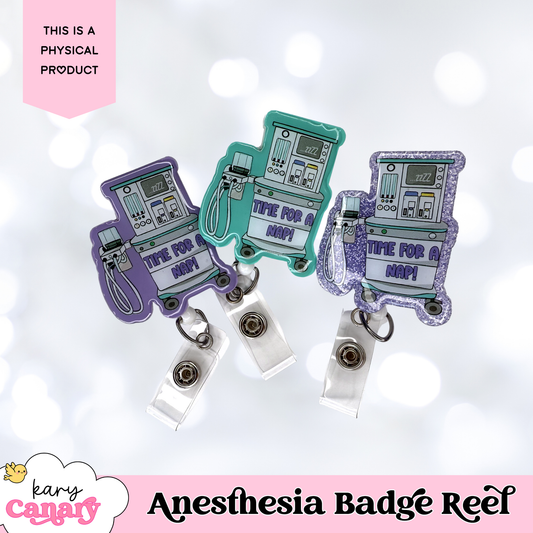 “Time for a Nap!” Anesthesia Badge Reel – Funny CRNA Resin Badge Holder