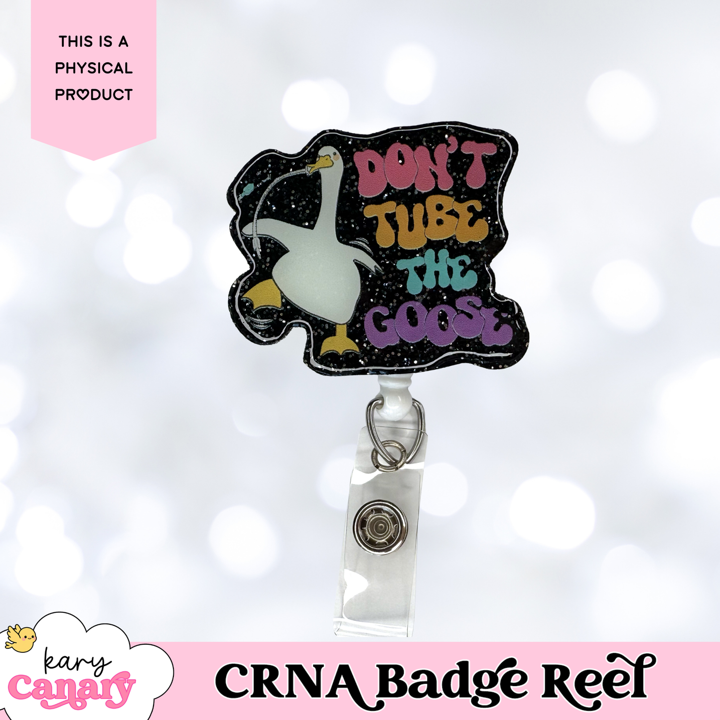 “Don’t Tube the Goose” CRNA Badge Reel – Funny Retro Badge Holder for Nurse Anesthetists