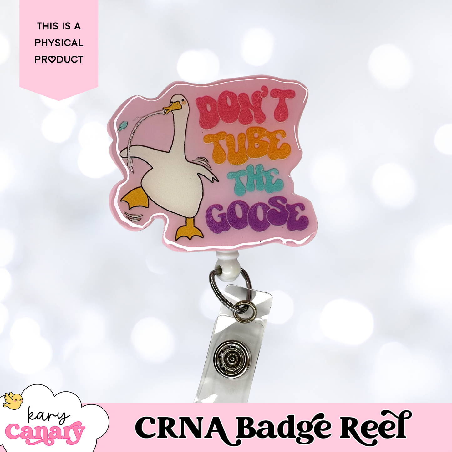 “Don’t Tube the Goose” CRNA Badge Reel – Funny Retro Badge Holder for Nurse Anesthetists