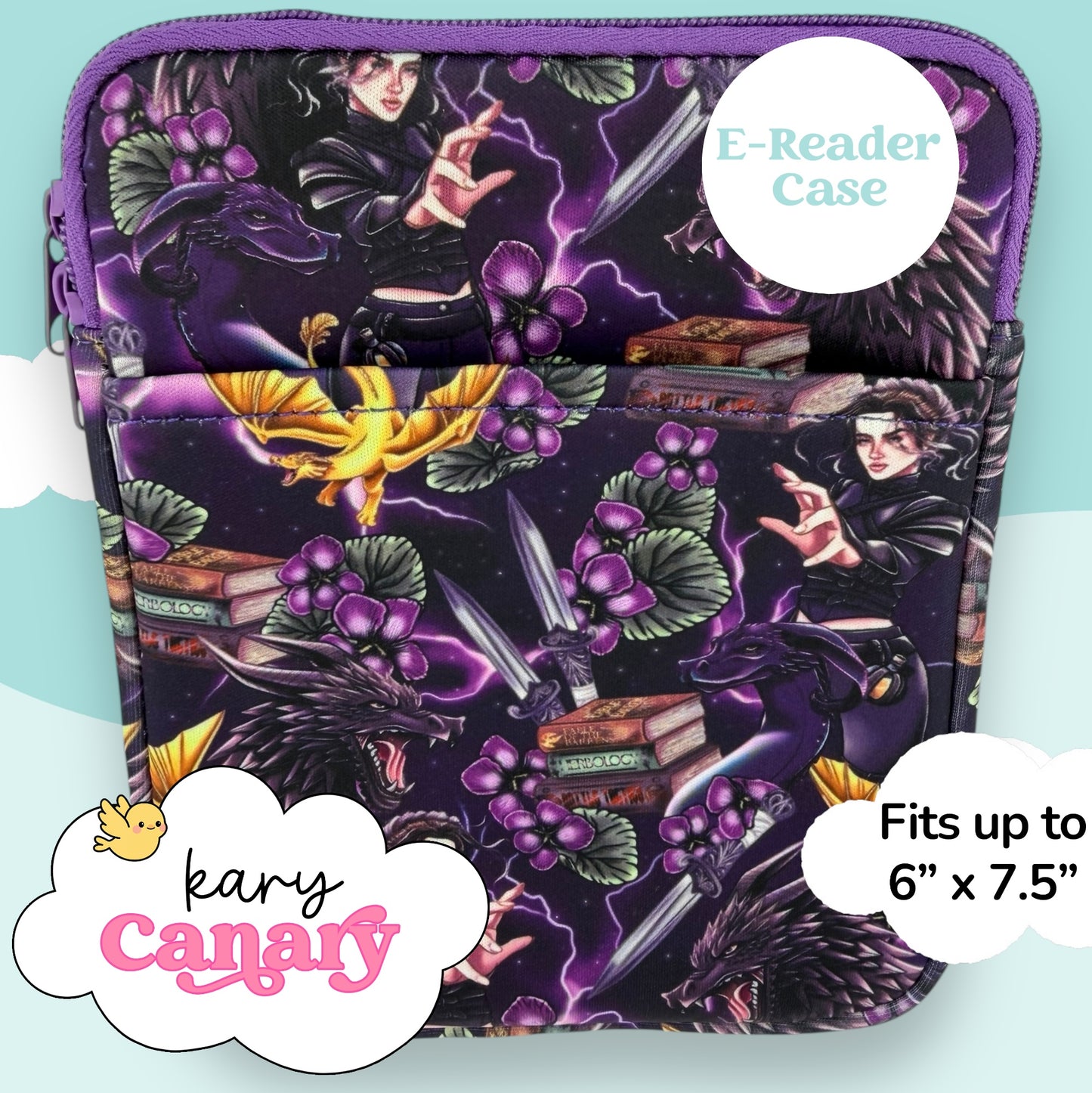 Fantasy Warrior × Dragon E-Reader Case Violet Fourth Wing