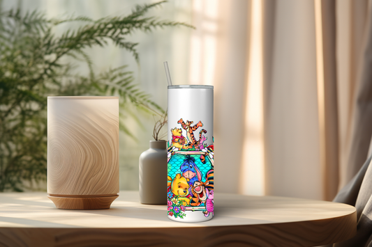 Pooh UVDTF Cup Wrap | 30oz Skinny Wrap | Waterproof UV DTF Transfer | Cute Honey Bear Design