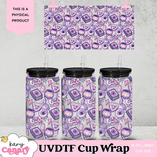 🔮 Cute Witch Hotline UV DTF Cup Wrap | 16 oz Libbey Glass Can | 9.7 x 5” | Pastel Magic | Ready to Press Decal