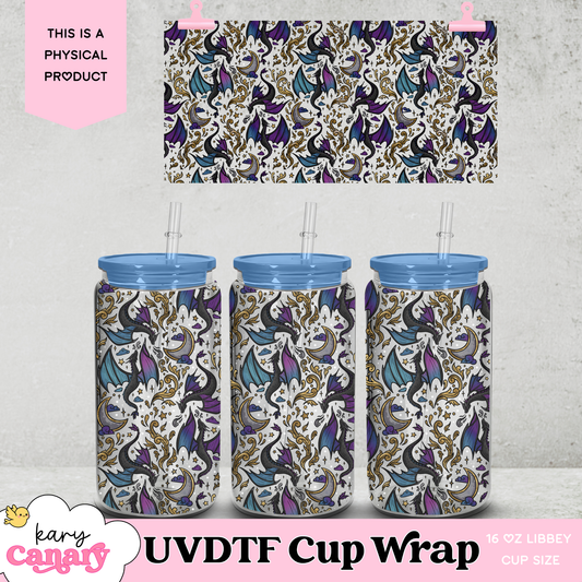 UV DTF Cup Wrap | Dragon Fantasy Design | 16oz Libbey Glass Can Wrap | Romantasy Tumbler Decal | Dragon Lover Aesthetic