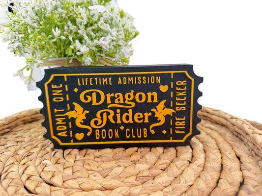 Dragon Rider Book Club Ticket Shelf Sitter | Fantasy Bookish Decor | Reader Gift | 3D Printed Bookshelf Decor