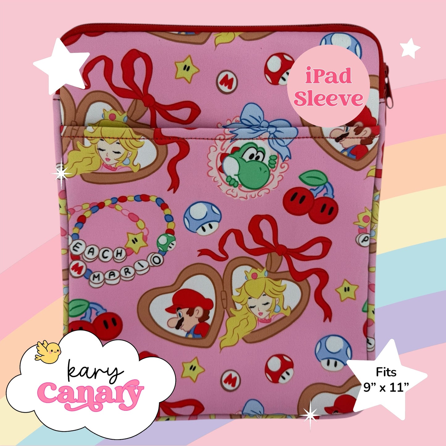 Mushroom Kingdom iPad Sleeve (Mario/Peach-inspired)