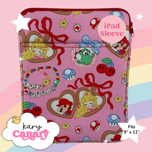 Mushroom Kingdom iPad Sleeve (Mario/Peach-inspired)