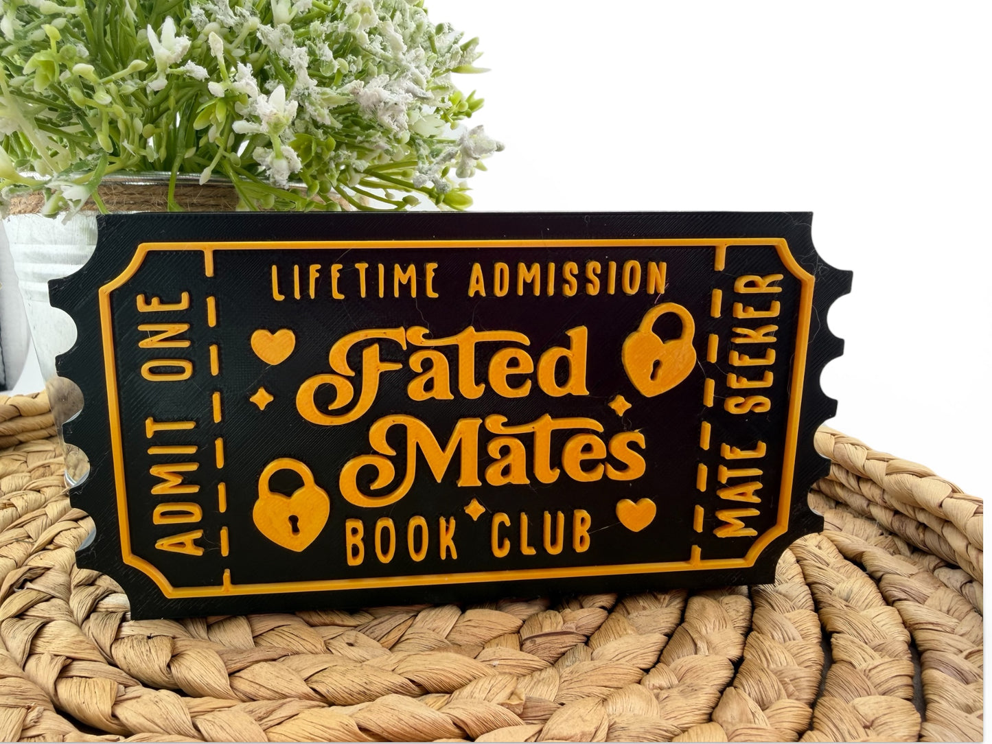 Fated Mates Book Club Ticket Shelf Sitter | Dark Romance Trophy Decor | Fantasy Romance Trope Display | Bookish Gift