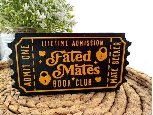 Fated Mates Book Club Ticket Shelf Sitter | Dark Romance Trophy Decor | Fantasy Romance Trope Display | Bookish Gift