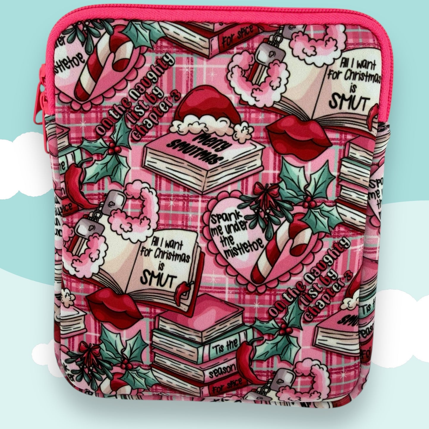 Naughty Christmas Smut E-Reader Case – Pink Holiday Bookish Sleeve