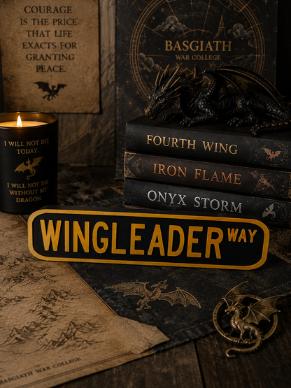 Wing Leader Way Sign – Fourth Wing Inspired Fantasy Bookshelf Decor | Dragon Reader Gift | Book Nook Sign