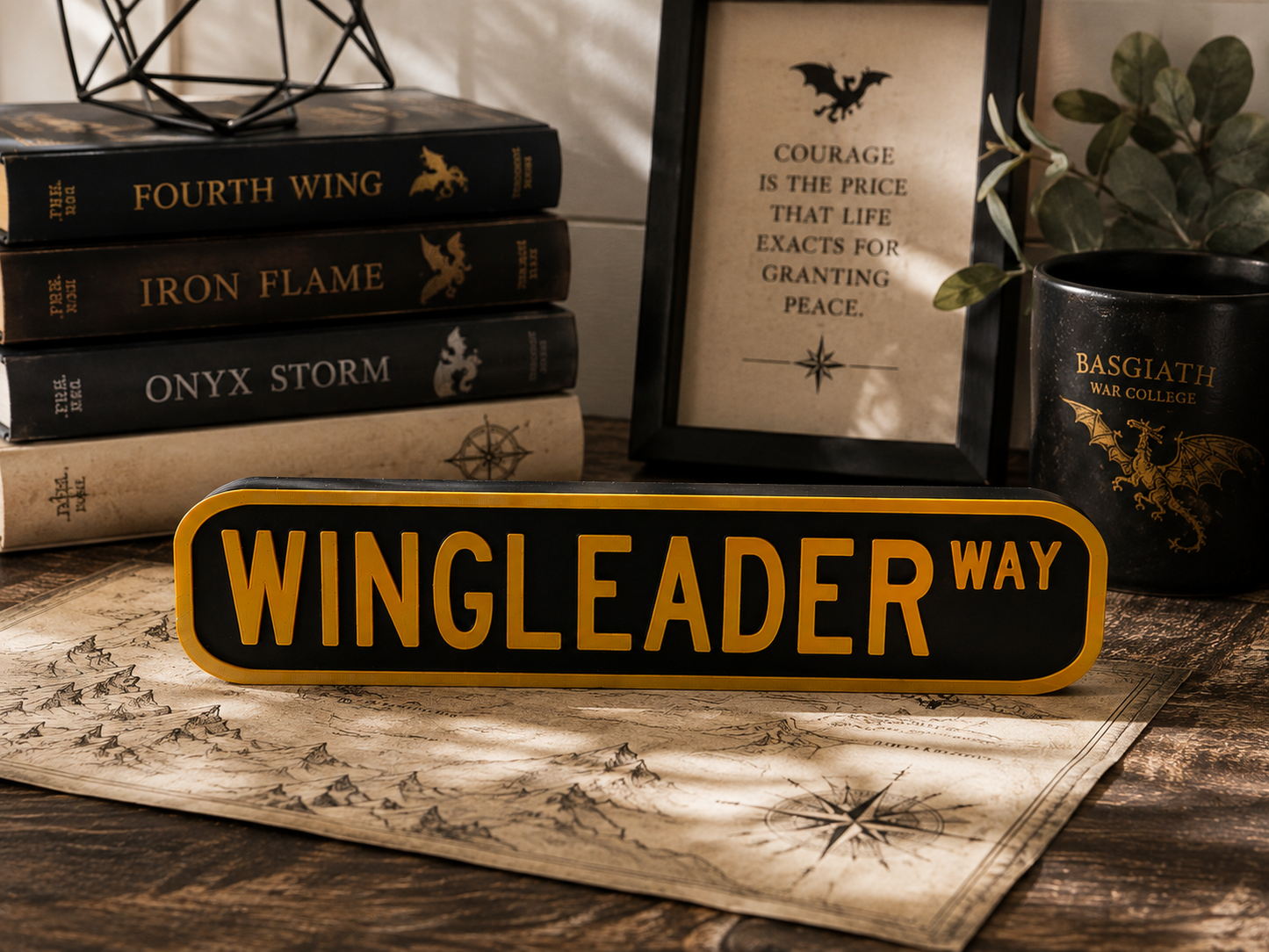 Wing Leader Way Sign – Fourth Wing Inspired Fantasy Bookshelf Decor | Dragon Reader Gift | Book Nook Sign