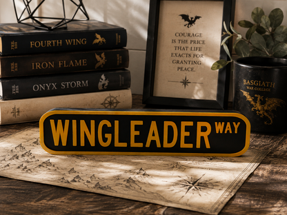 Wing Leader Way Sign – Fourth Wing Inspired Fantasy Bookshelf Decor | Dragon Reader Gift | Book Nook Sign