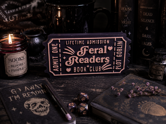 Feral Readers Book Club Shelf Sitter | Gothic Bookish Decor | Reader Gift