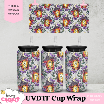 Ghost Lanterns Cup Wrap for 16 oz Libbey Glass | UV DTF Decal | Cozy Cottagecore & Pastel Goth