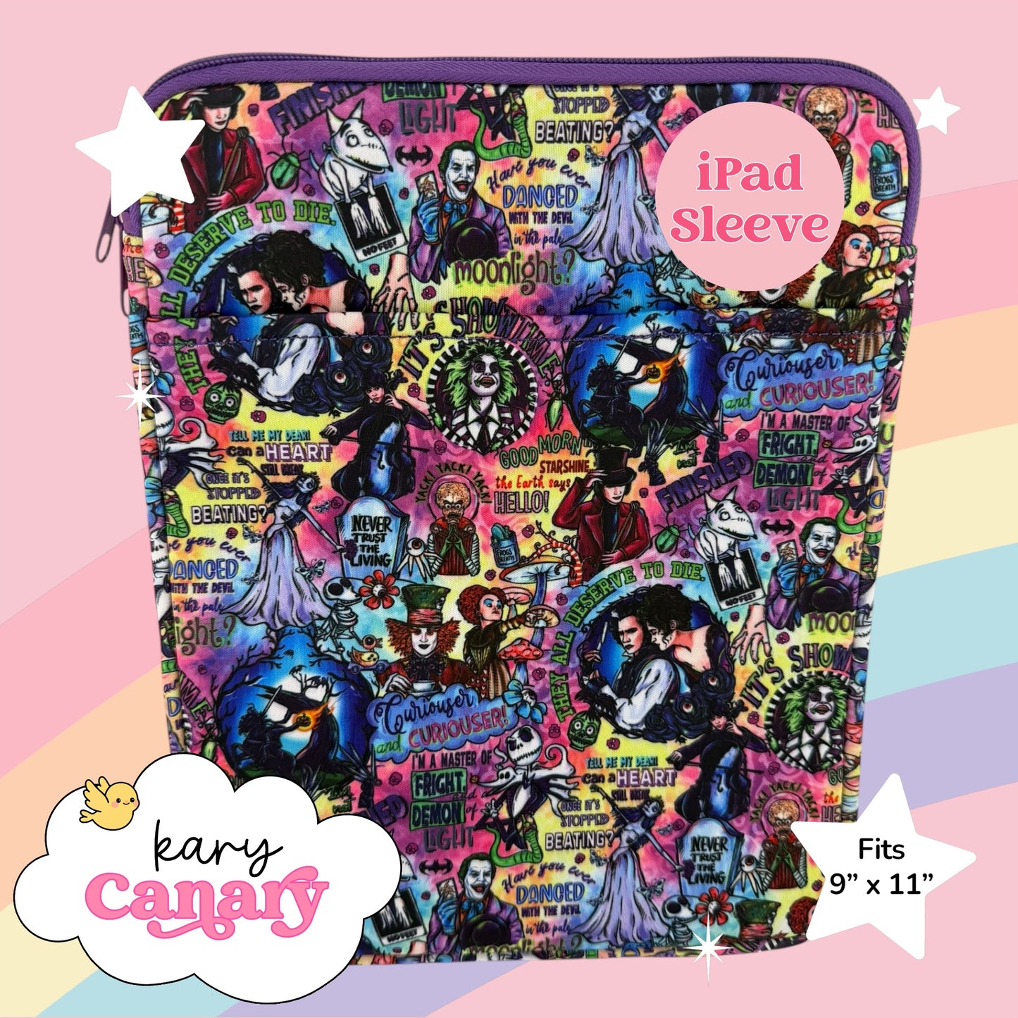 Gothic Villain iPad Sleeve (Beetlejuice / Sweeney / Horror Icons)