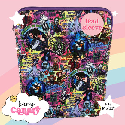 Gothic Villain iPad Sleeve (Beetlejuice / Sweeney / Horror Icons)