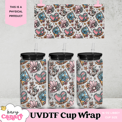 UV DTF Cup Wrap | Coastal “Make Waves” Beach Design | 16oz Libbey Glass Can Wrap | Summer Aesthetic Tumbler Decal | Ocean Lover Gift