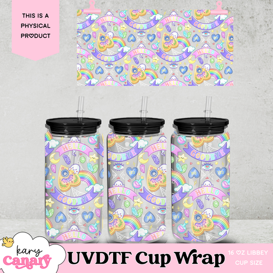 UV DTF Cup Wrap | Pastel Spooky Ouija Design | 16oz Libbey Glass Can Wrap | Cute Witchy Tumbler Decal | Kawaii Halloween Aesthetic