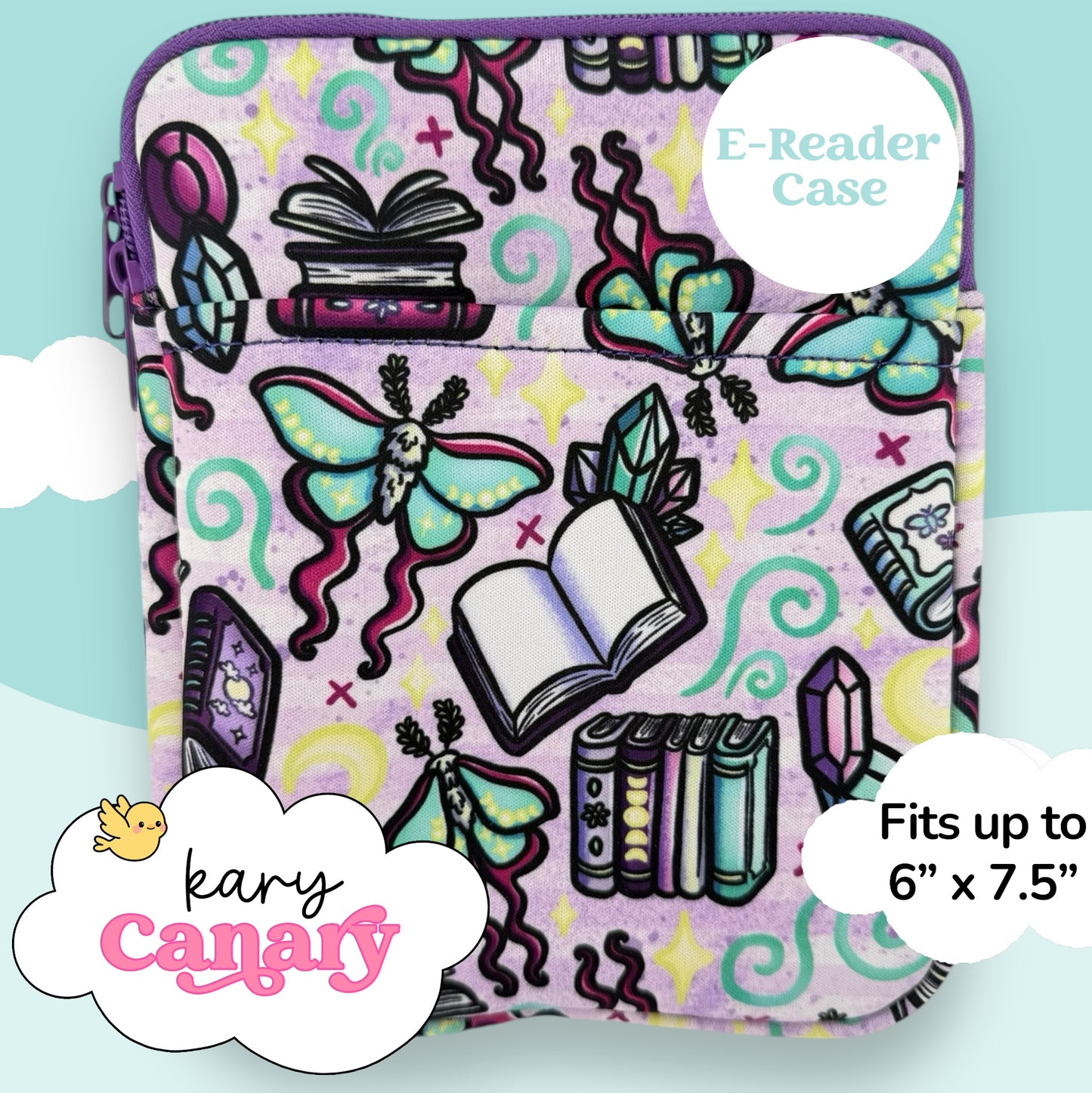 Pastel Moth × Crystals × Witchy Books E-Reader Case
