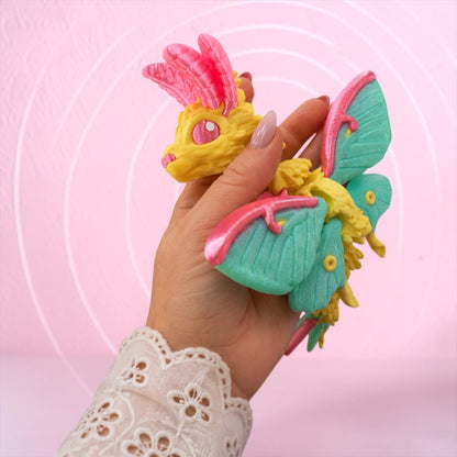 🌙🐉 Baby Luna Moth Dragon Flexi – 3D Printed Articulated Dragon