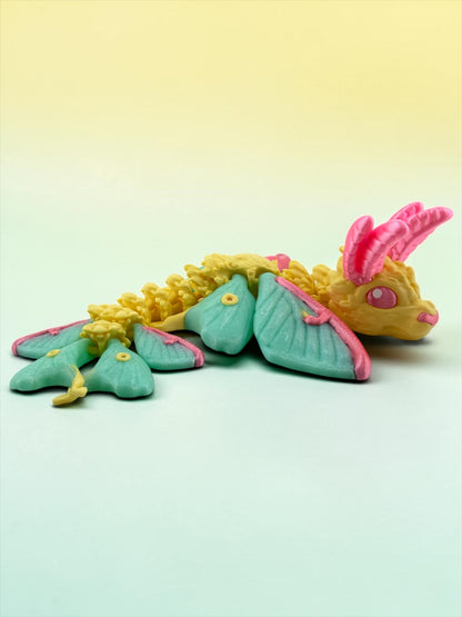 🌙🐉 Baby Luna Moth Dragon Flexi – 3D Printed Articulated Dragon