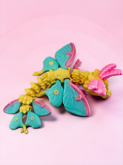 🌙🐉 Baby Luna Moth Dragon Flexi – 3D Printed Articulated Dragon
