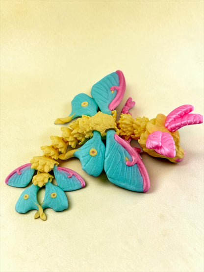 🌙🐉 Baby Luna Moth Dragon Flexi – 3D Printed Articulated Dragon
